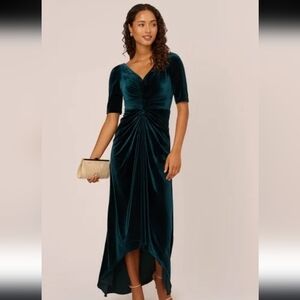 NWT Adrianna Papell Dark Green Velvet Dress